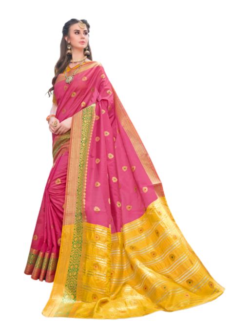 Pink Color Banarasi Silk Dyed Saree With Blouse Vagheshwari Emporium