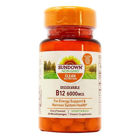 Sundown Naturals Dissolvable B12 6000 Mcg 60 Microlozenges