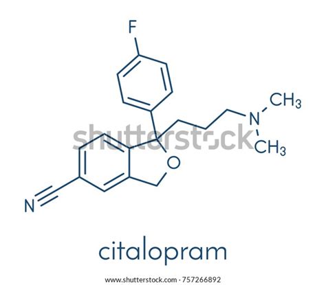 Citalopram Antidepressant Drug Molecule Skeletal Formula Stock Vector