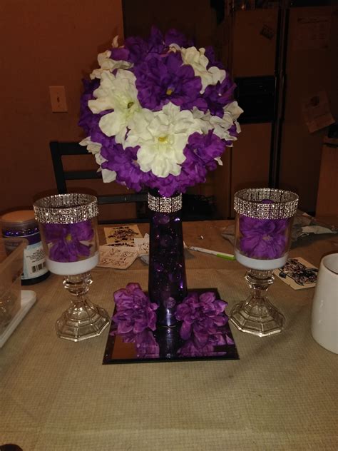 Pin By Tracey Gater On Plan Wedding Purple Wedding Centerpieces Purple Centerpieces Purple