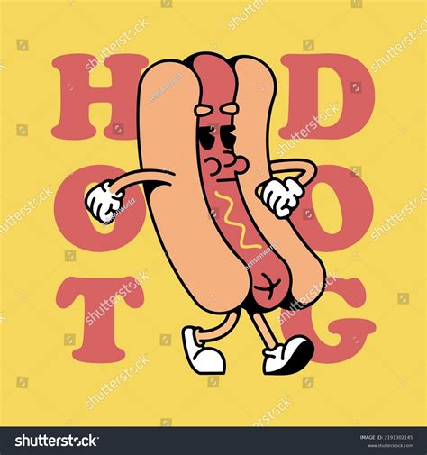 Cartoon Retro Hot Dog Character Mascot Stock Vector Royalty Free