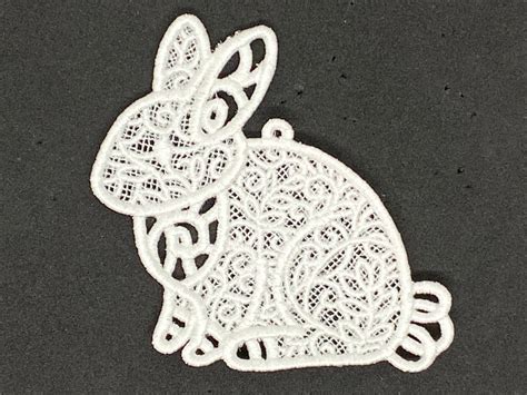rabbit ornament free standing lace embroidery etsy