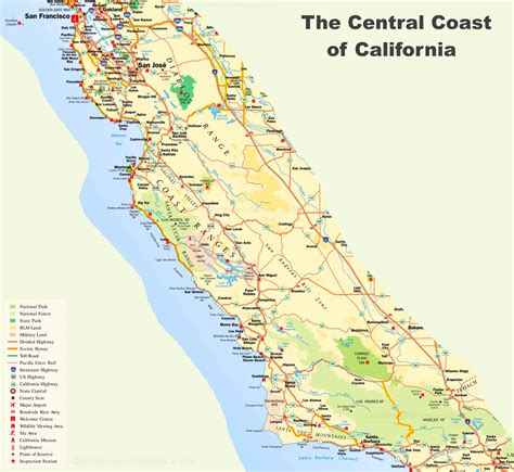 Map Of California Coast Cities World Map