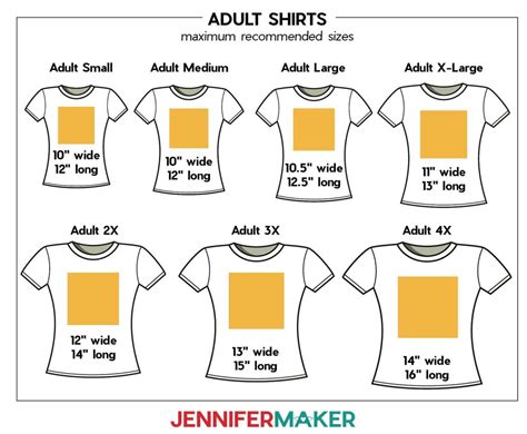 Sublimation Size Chart For Shirts