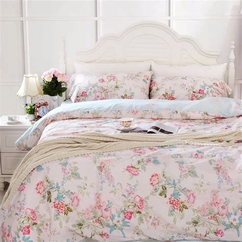 Fadfay Rosa Blaue Blumen Bettwäsche Sets 100 Baumwolle Bettbezug Bett