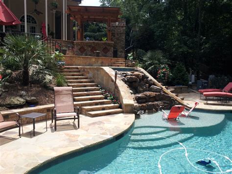 Outdoor Kitchen And Free Form Pool Traditional Pool Atlanta By
