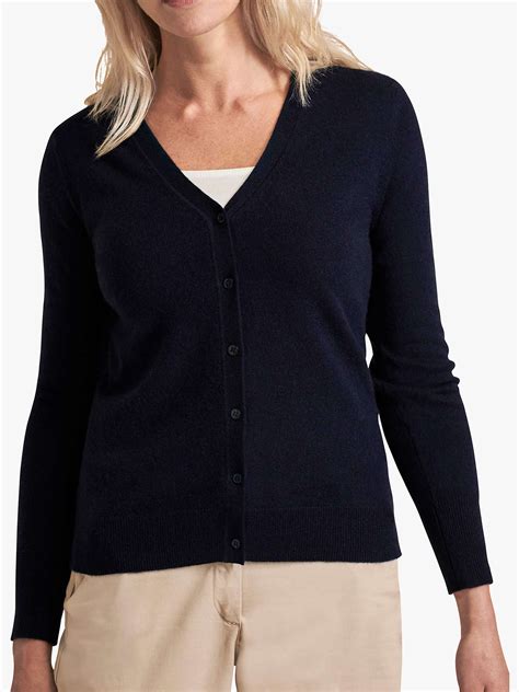 Pure Collection Cashmere V Neck Cardigan Navy At John Lewis And Partners