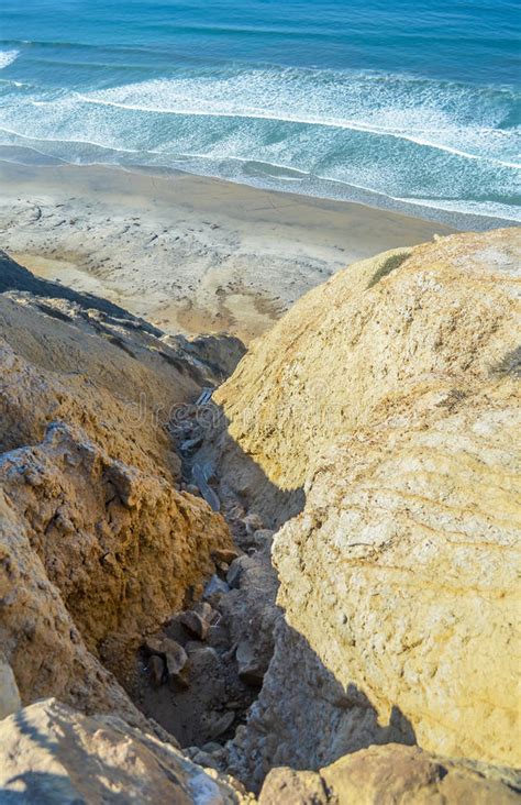Cliff Near San Diego Pacific Coast California Stock Photo