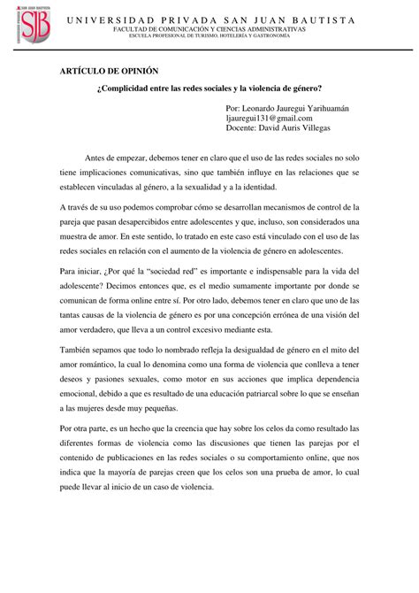 PDF ARTÍCULO DE OPINIÓN Complicidad entre las redes sociales y la
