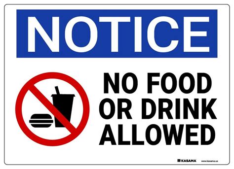 Notice Sign No Food Or Drink