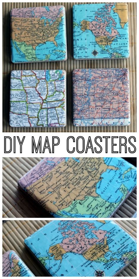 Diy Map Coasters Map Coasters Diy Coasters Map Crafts