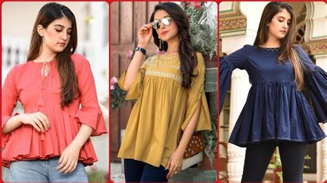 Top Stylish And Trendy Designer Casual Cotton Tunic Top Peplum Top