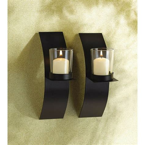 Mod Art Black Metal Wall Sconce Votive Candle Holder 1 Pair In 2020