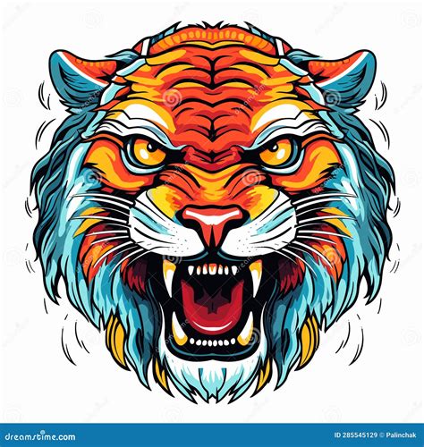 Portrait Of A Tiger In Pop Art Style Template For T Shirt And Sticker
