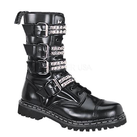 demonia gravel 10s blk leather boots black leather boots combat boots