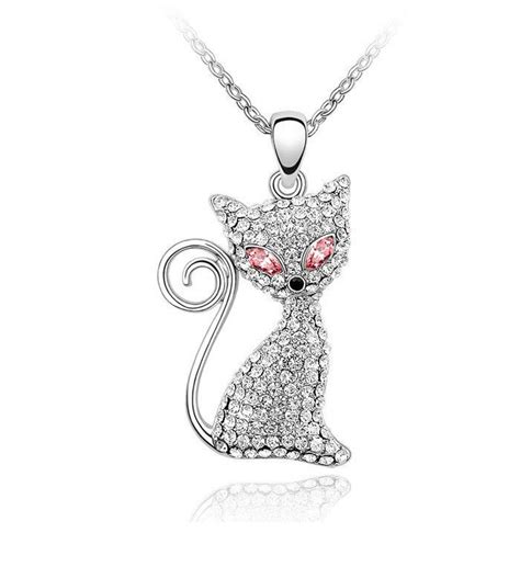 Crystal And Rhinestone Cat Pendant Necklace Cat Pendant Necklace