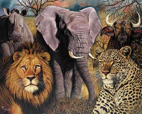 African Big Five Painting By Patricia Perrevos Pixels Merch