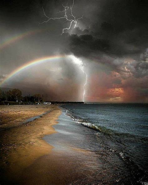 Stormy Night Beach Lightning Night Storm Hd Phone Wallpaper Peakpx