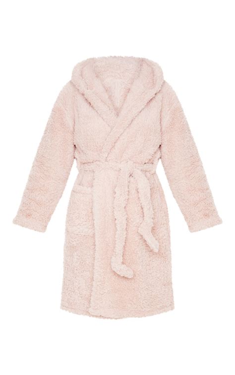 Taupe Teddy Ear Fluffy Robe Prettylittlething Usa