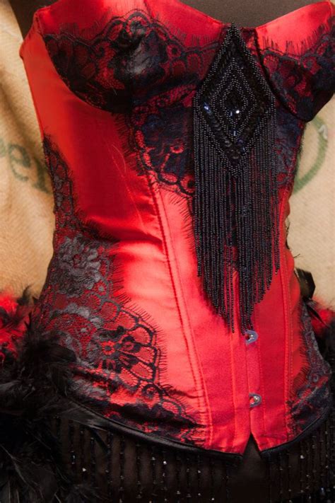 phoenix costume red black burlesque steampunk wedding dress victorian lace corset corset