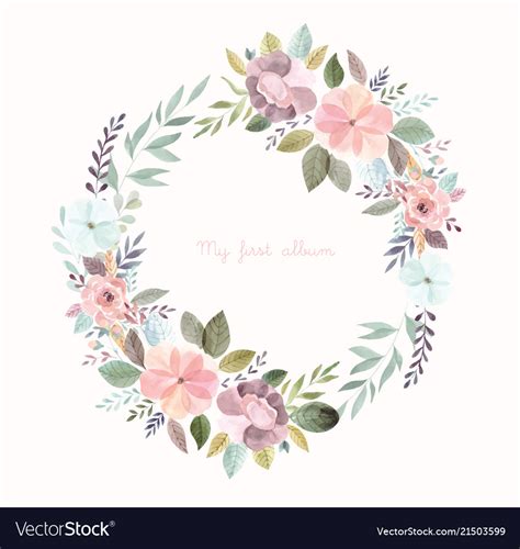 Watercolor With Floral Wreath Royalty Free Vector Image
