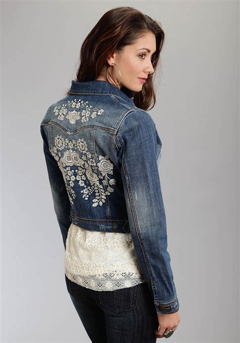 womens embroidered western jacket dayflower embroidered denim jacket embroidered clothes
