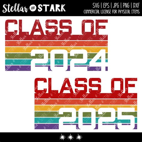 Class Of 2024 And 2025 Futuristic Rainbow Svg Graduation Etsy