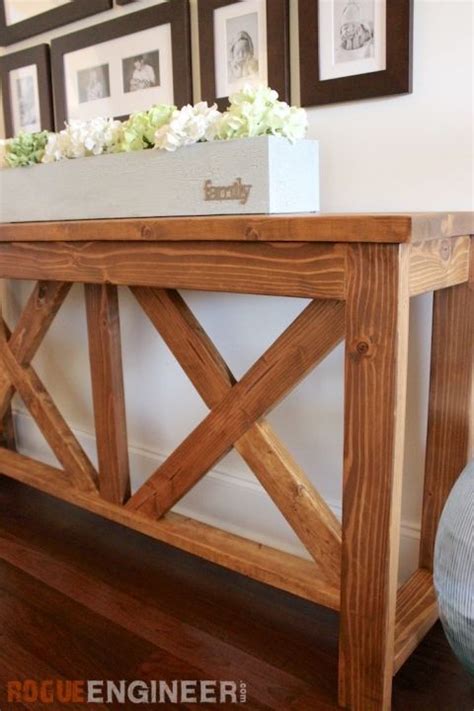 Diy X Brace Console Table Free Plans Rogue Engineer 2x4 Wood