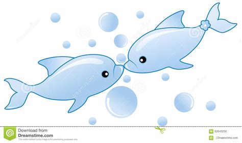 Dolphins In Love Stock Vector Illustration Of Bubbles 62643232