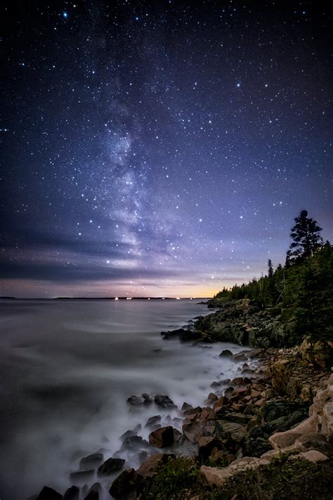 The Milky Way Over Acadia Acadia National Park In Maine In The Usa