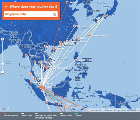 Jetstar Asia Airways Route Map