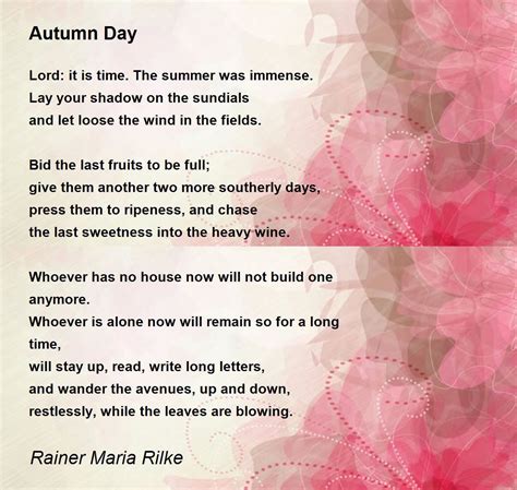 Autumn Day Poem By Rainer Maria Rilke Poem Hunter