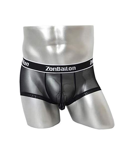 Buy Zonbailon Boxer Briefs For Men See Through Mesh Sexy Enhancing Pouch Underwear Short Leg