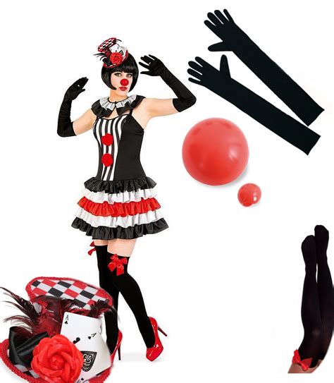 KarnevalsTeufel Sexy Pierette Set Harlekin Kostüm Verkleidung Pierrot