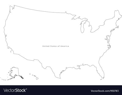 Black White Usa Outline Map Royalty Free Vector Image