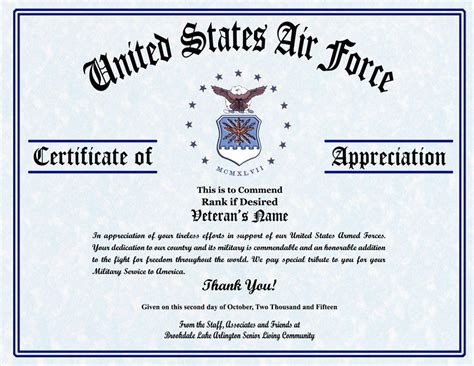 Letter of appreciation dear ssg powers, it is my pleasure and privilege to express my appreciation for your contribution to the success of the ft stewart family services center's military spouse school. Military Veterans Appreciation Certificates | Veterans ...