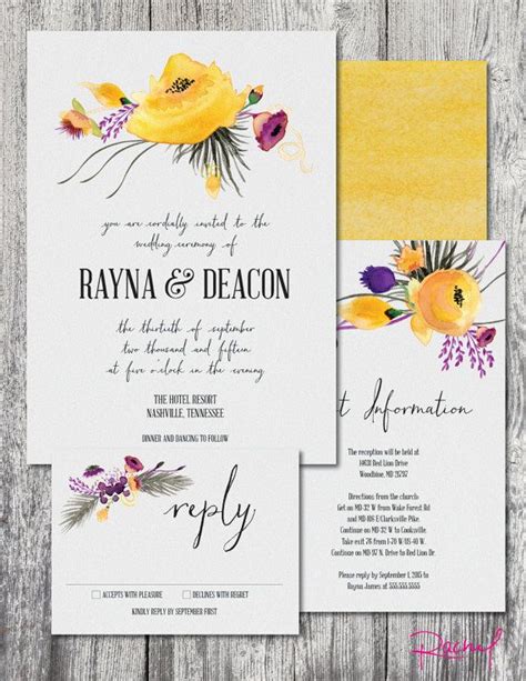 Country Chic Wedding Invitation Rustic Yellow By Rachelsworkroom Trendy