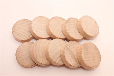 Set Of 10 Birch Wood Discs 15 37cm