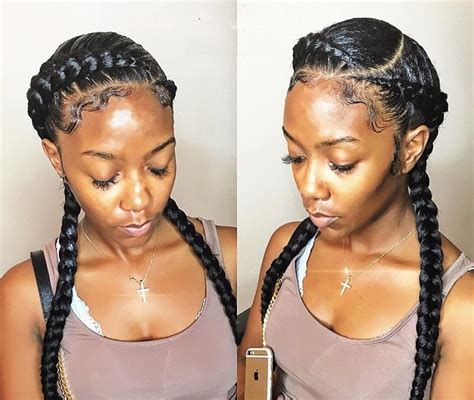 Twobraided Cornrow Hairstyles Two Braid Hairstyles Hot Sex Picture