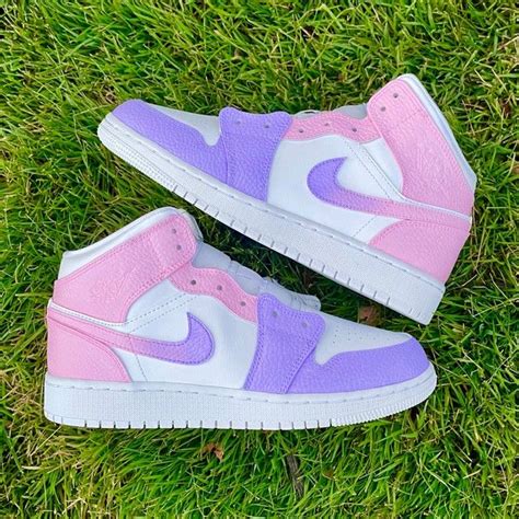 Custom Lilac And Baby Pink Omrbe Colorblock Air Jordan 1 Mid💜💕🌸 In 2021