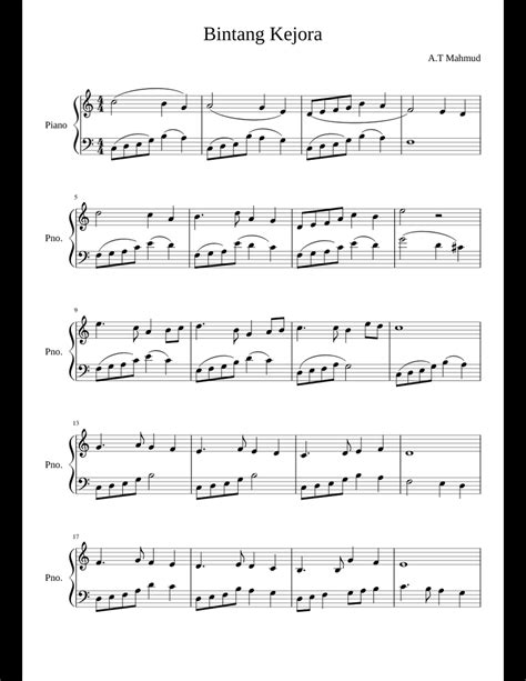 Bintang Kejora/Sparkling Stars sheet music for Piano download free in