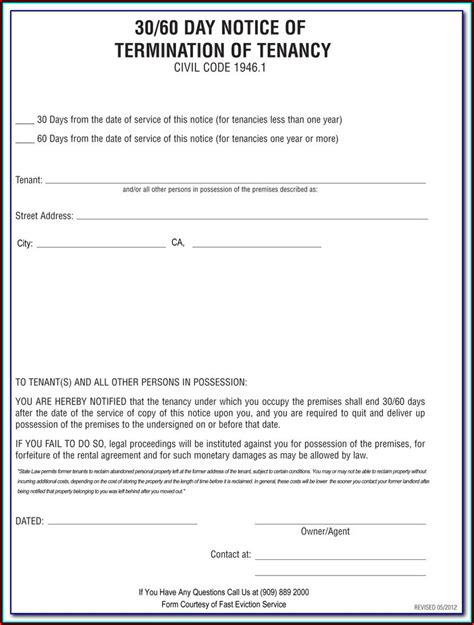 Texas tenant notice forms such as notices to pay rent, vacate, for lease violations and other matters. California 30 Day Notice To Vacate Form - Form : Resume ...