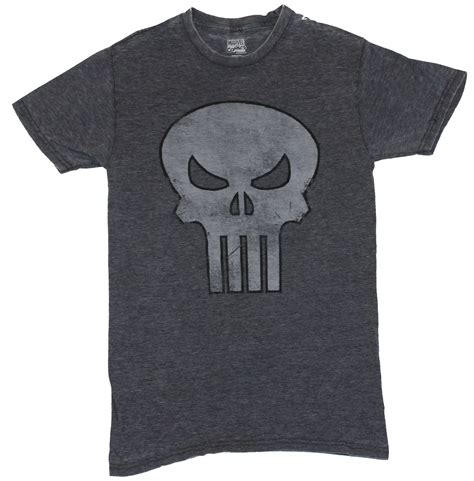 The Punisher Marvel Comics Soft Spun Mens T Shirt Distressed Outlined Skull Large