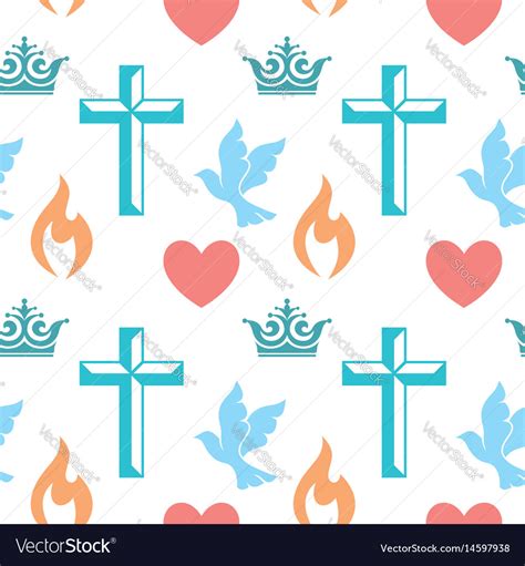 Colorful Seamless Pattern With Christian Symbols Vector Image