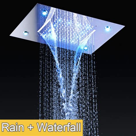 Rainfall Showerhead Concealed Mounted Led Waterfall Bath Shower 304