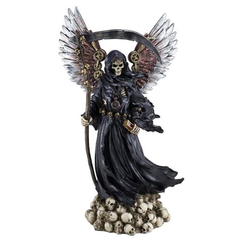 Steampunk Grim Reaper Fairy With Scythe And Skulls Gothic Figurine