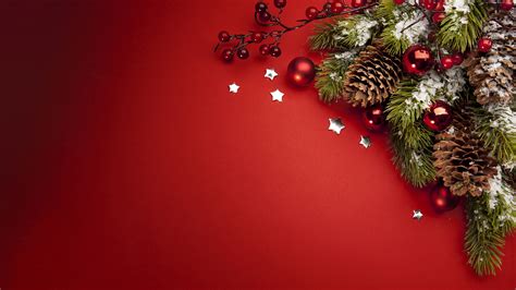Christmas Christmas Ornaments Red Background Simple Background