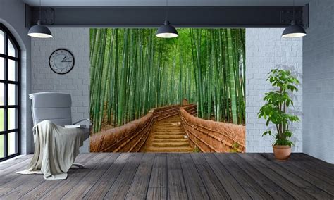 Stunning Photo Walkway Through A Bamboo Forest Wallpaper Wall Mural