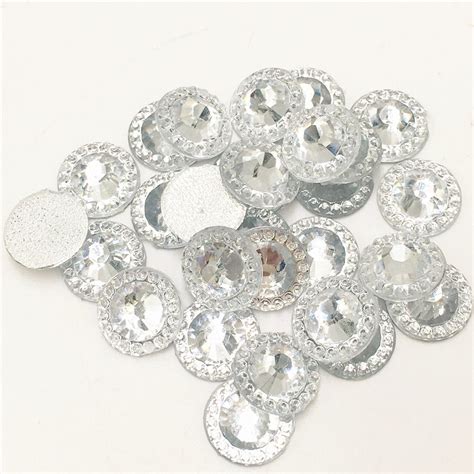 200pcs 14mm clear round acrylic rhinestones crystal flat back beads stones for clothing