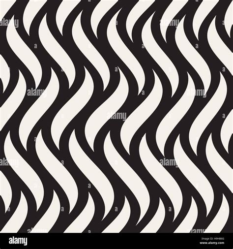 Vector Seamless Black And White Vertical Wavy Lines Pattern Stock